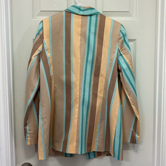 NWT Lascana One Button Front Blazer Striped Casual Pockets Womens Sz 10 - Picture 8 of 11